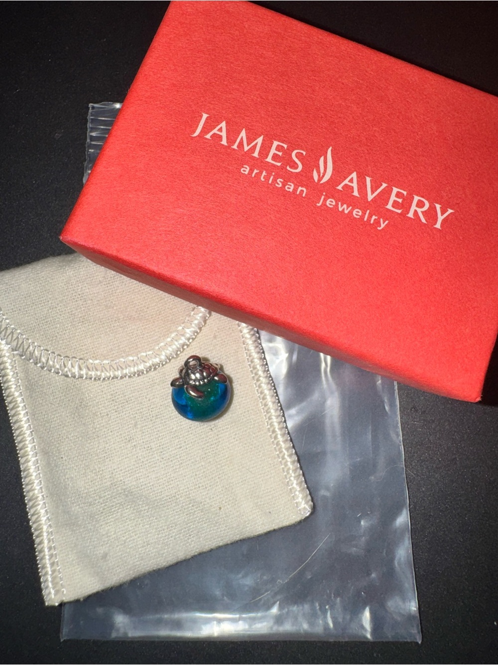 James Avery Retired Turtle Glass Charm